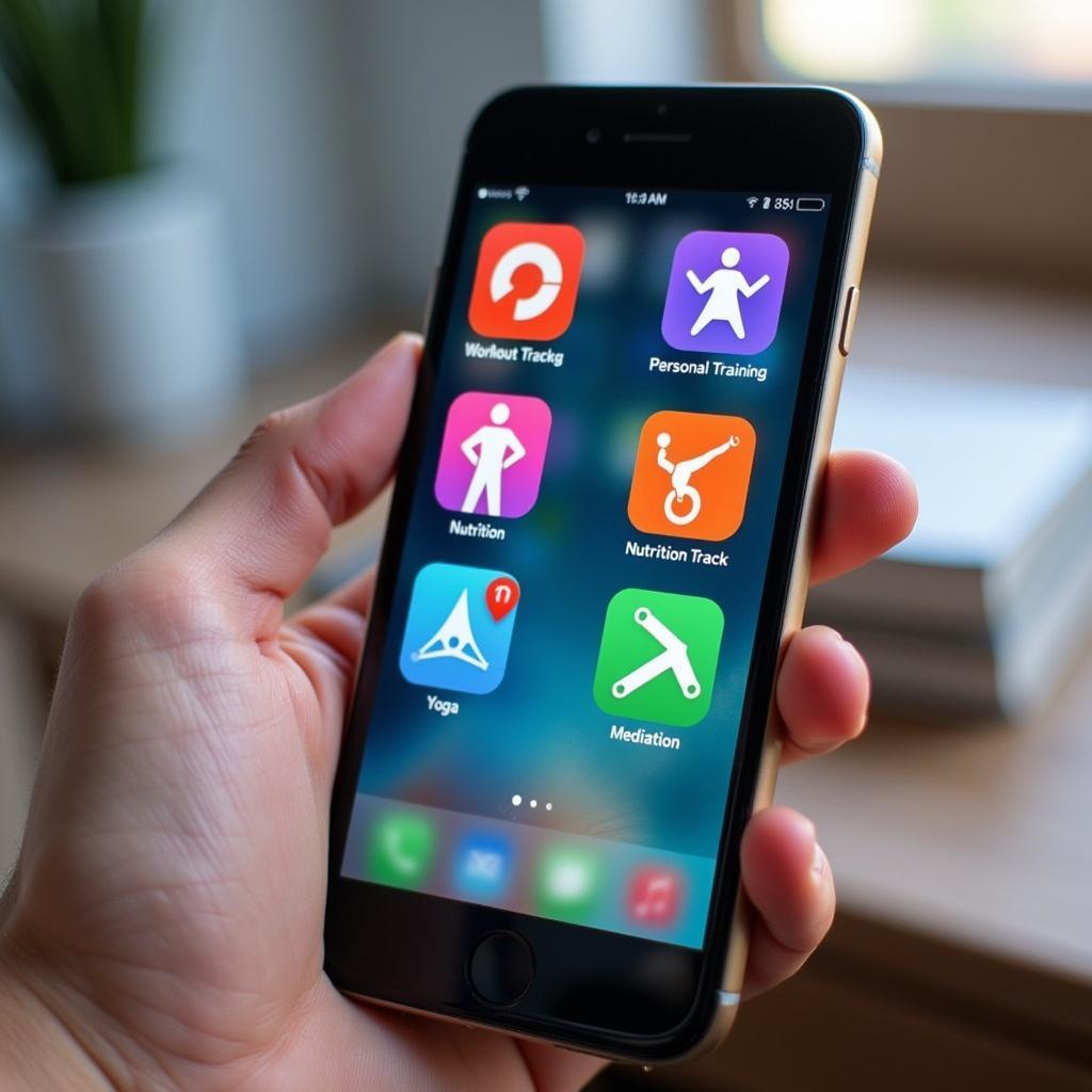 Fitness app categories on a smartphone