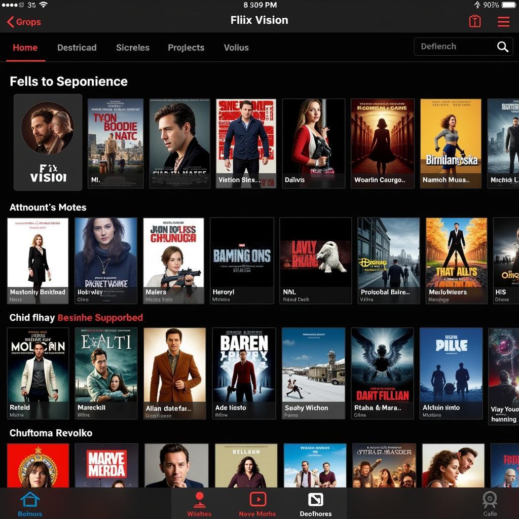 flix vision movie selection screen