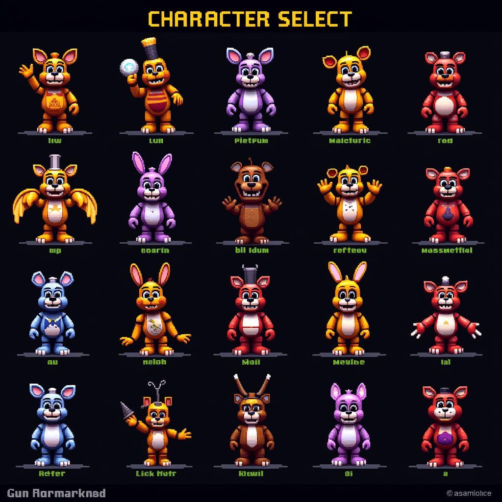 FNAF World Simulator Character Select Screen