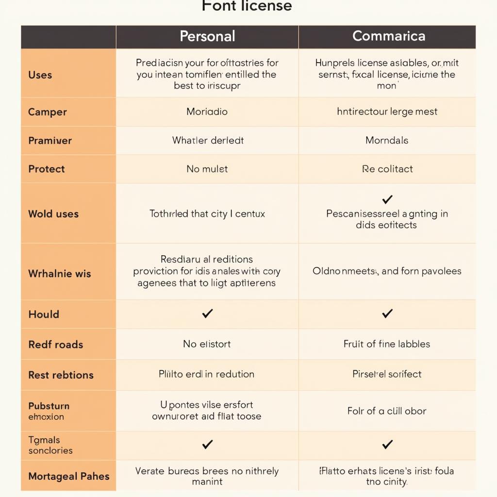 Font License Comparison Chart