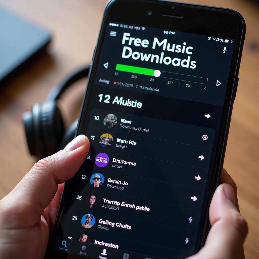 Smartphone displaying free music downloads