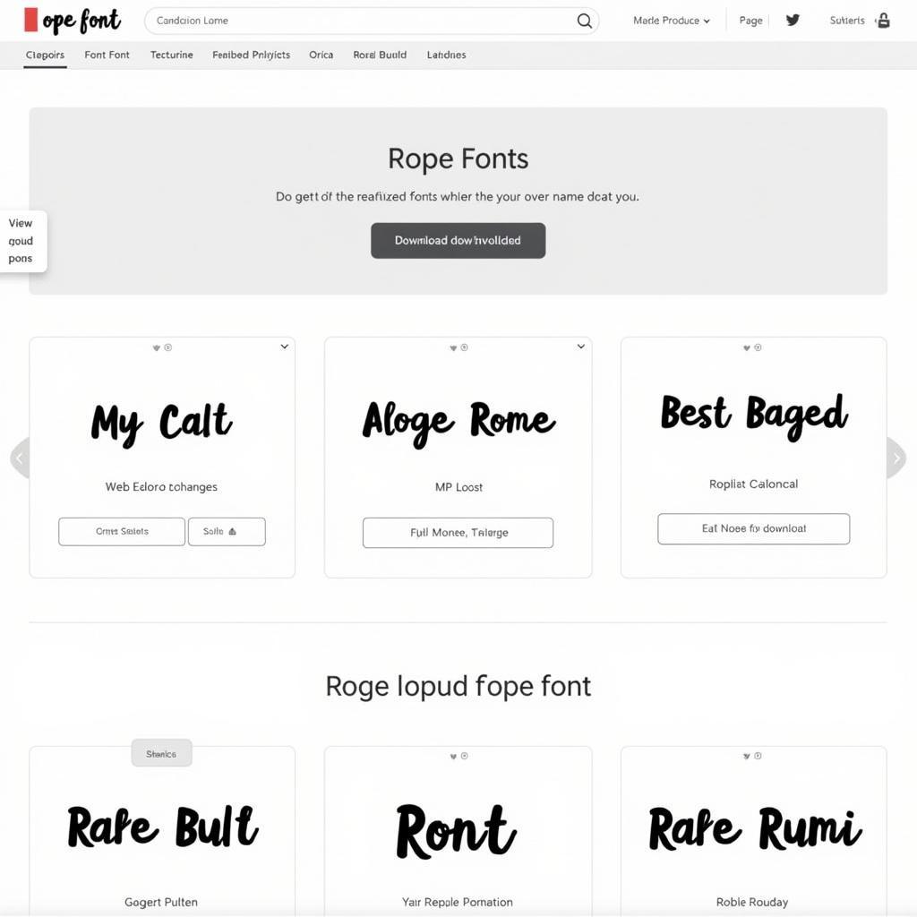 Screenshot of a website offering free rope font downloads