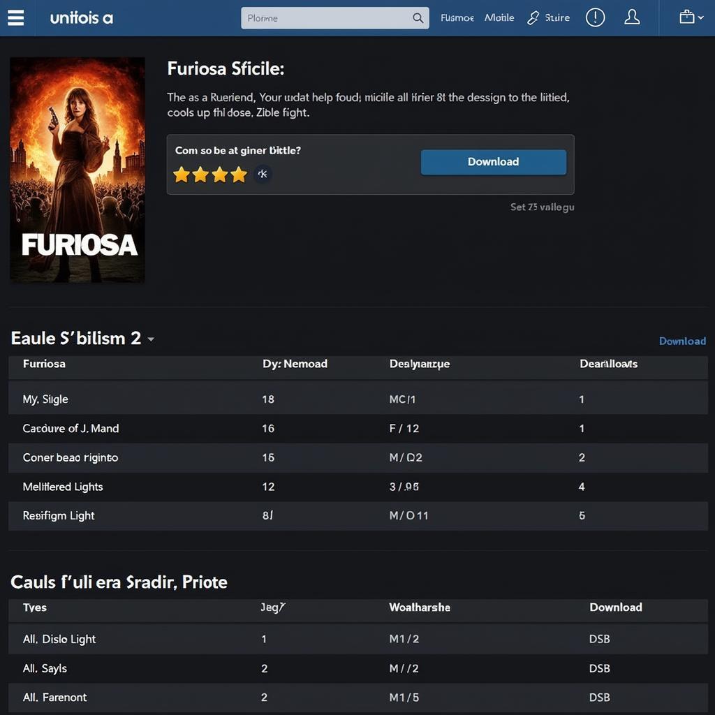 A screenshot of a digital storefront showcasing "Furiosa" available for download.