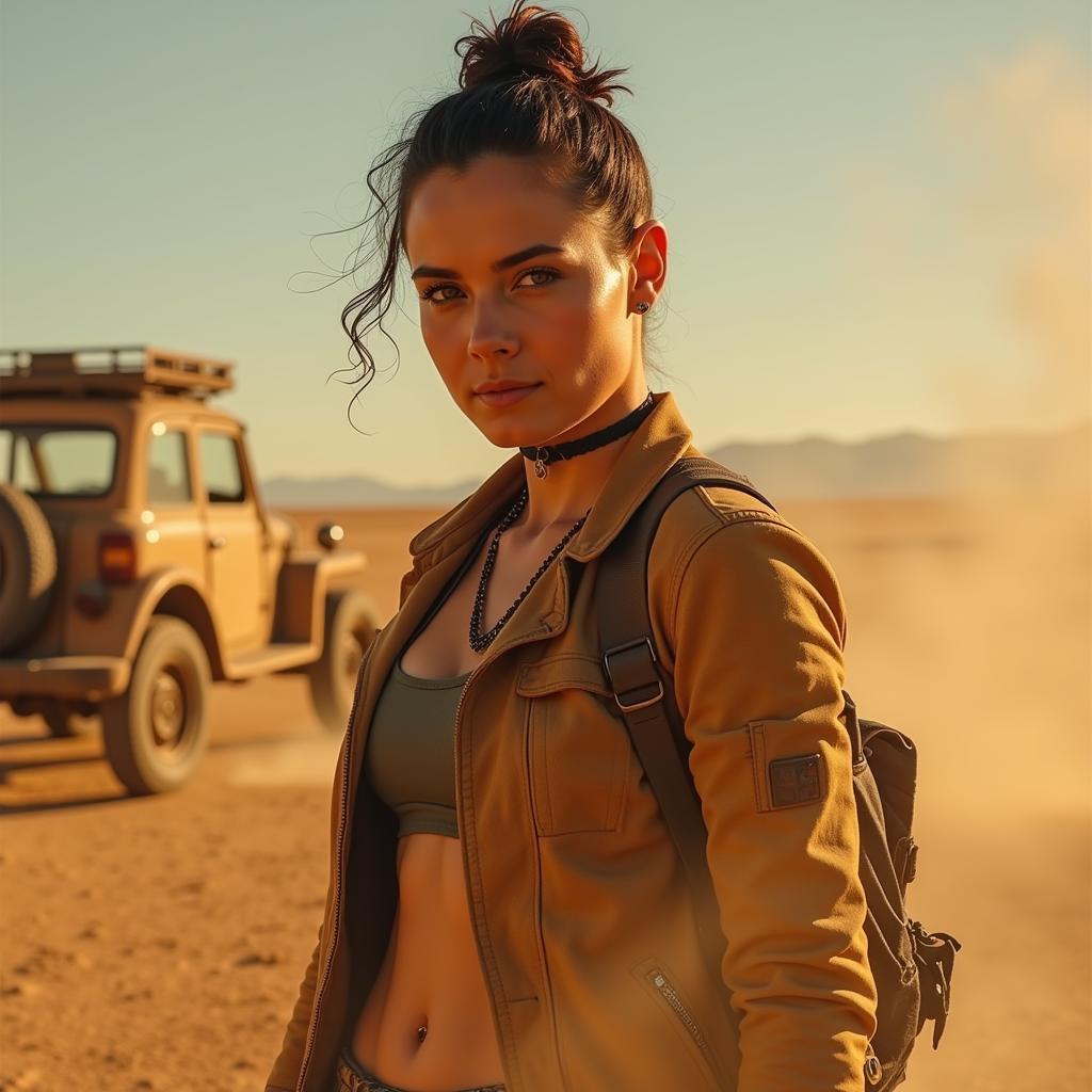 Anya Taylor-Joy as Furiosa in a high-octane chase scene across the wasteland.