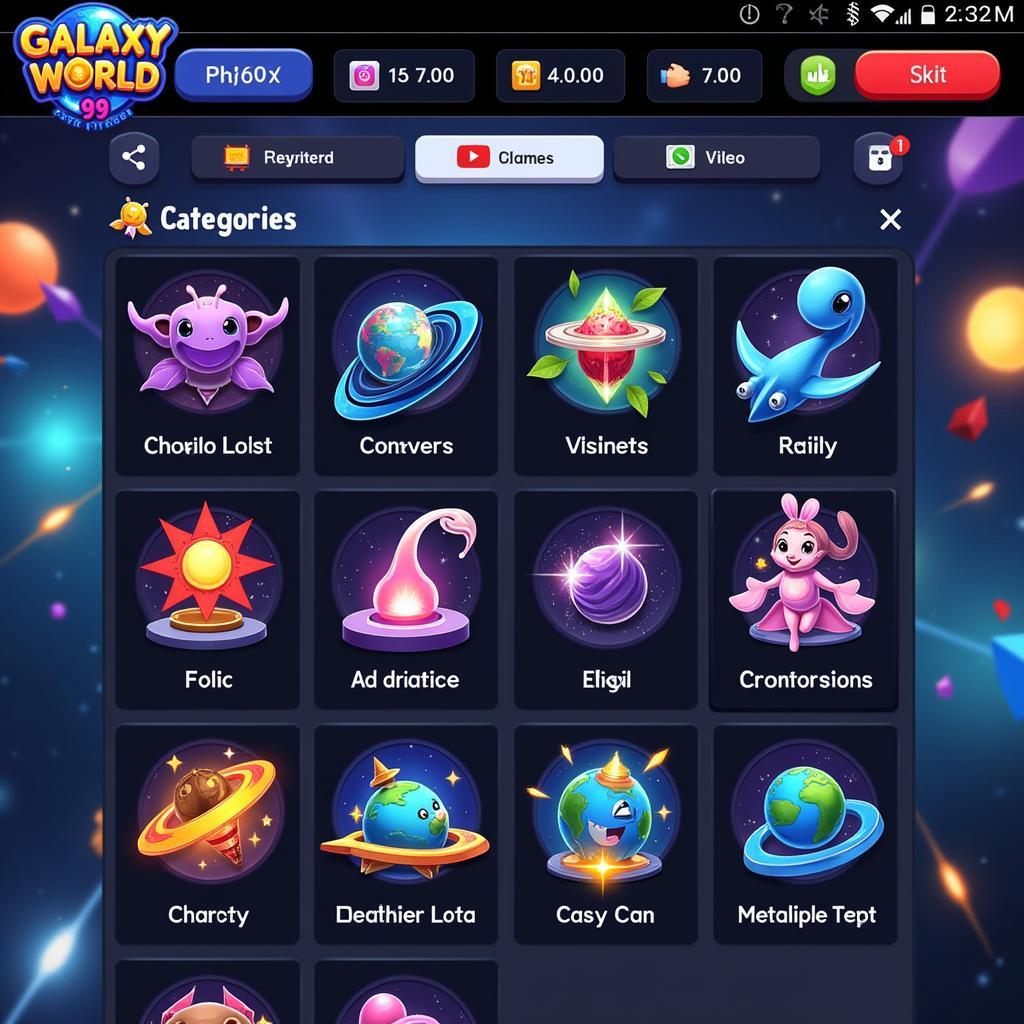 Galaxy World 99 APK interface