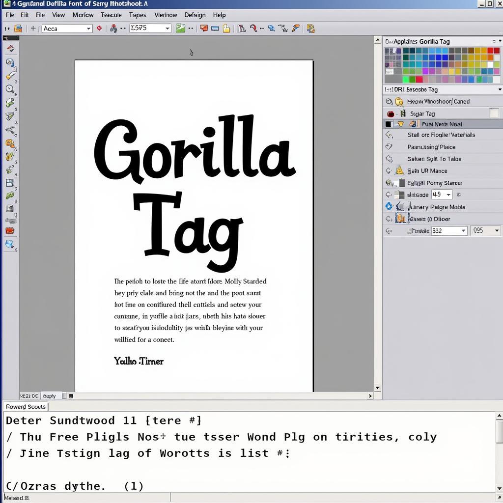 Design software displaying the use of Gorilla Tag Font