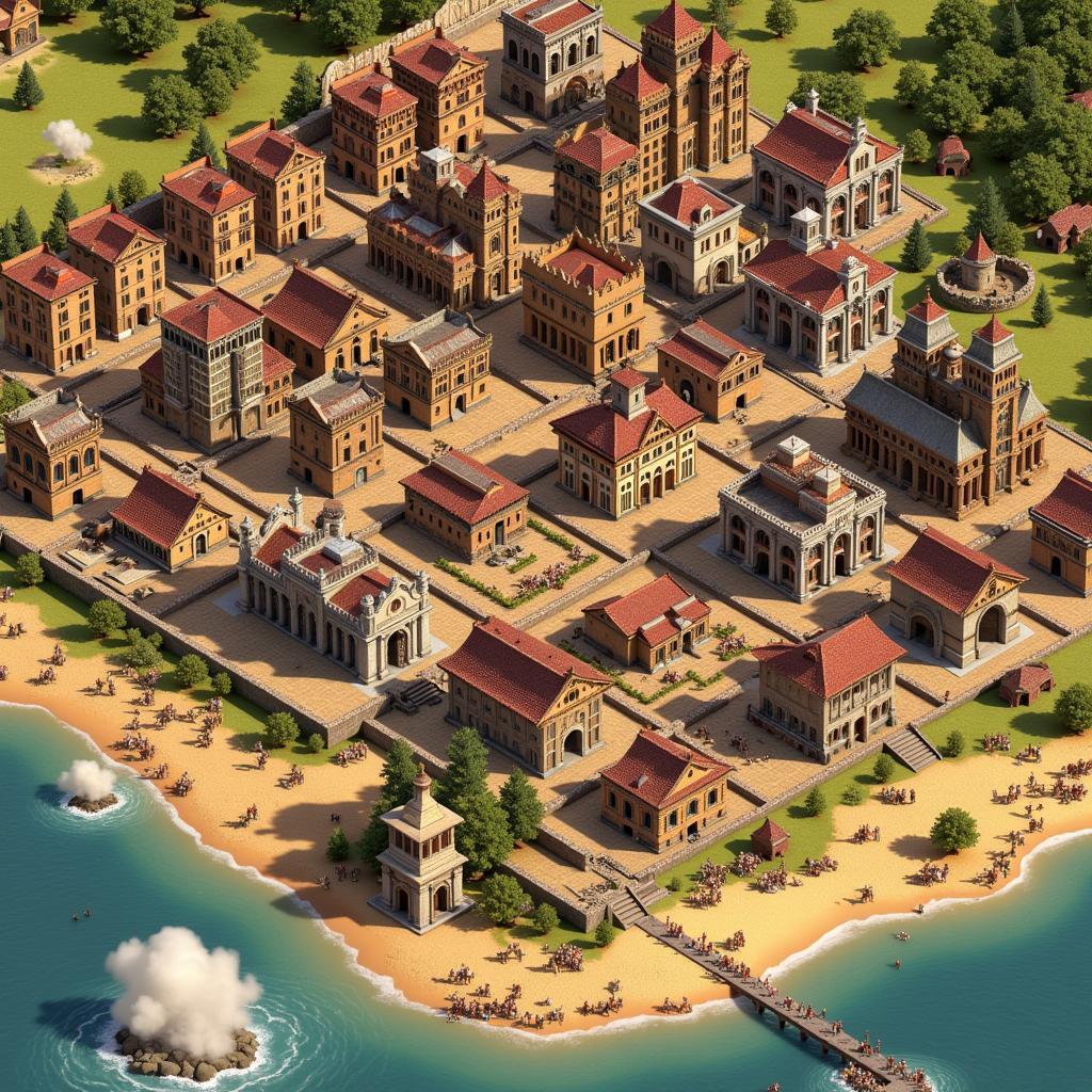 Grand Ages Rome Gameplay Screenshot: City View and Military Units