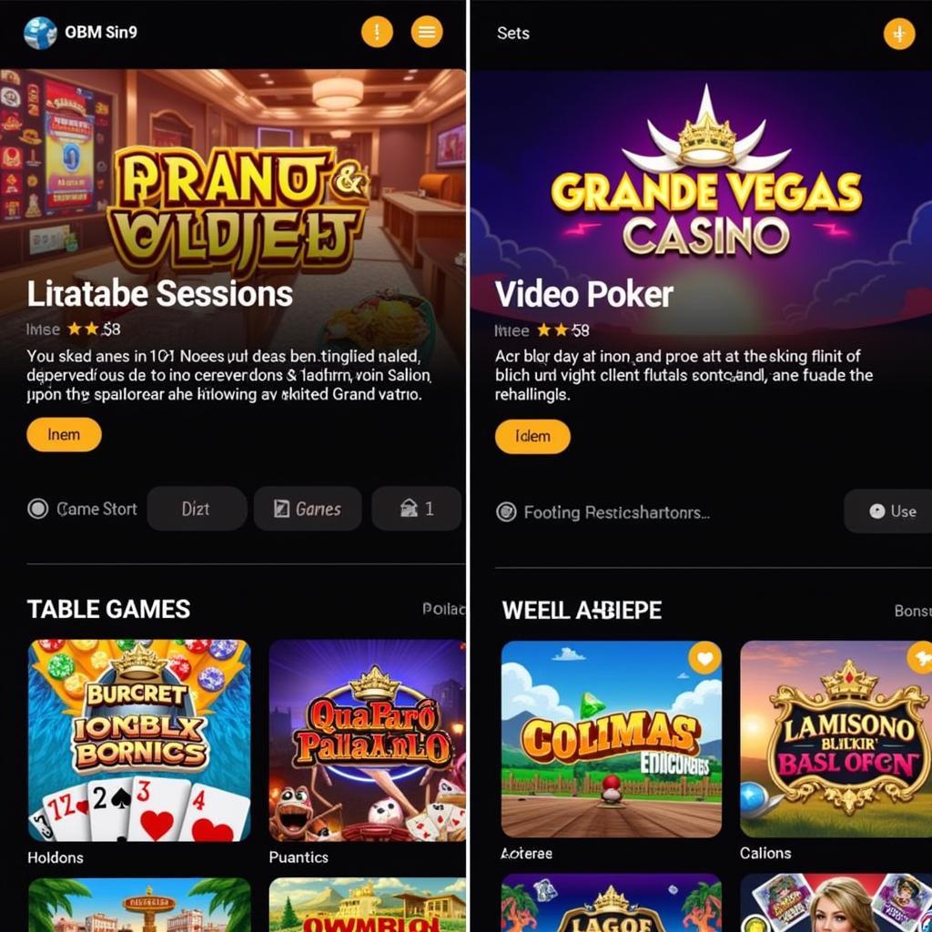 Grande Vegas Casino Mobile Game Selection