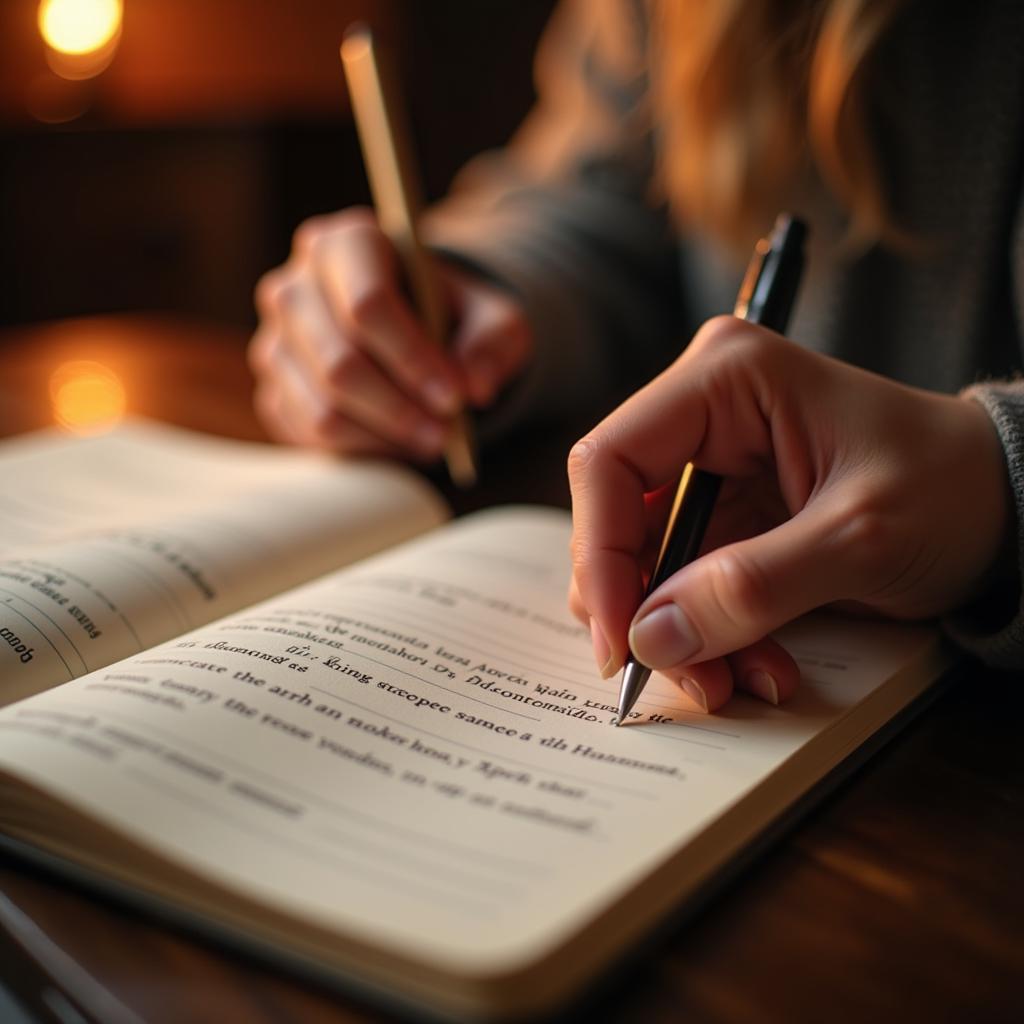 Close-up Image of Someone Writing in a Gratitude Journal