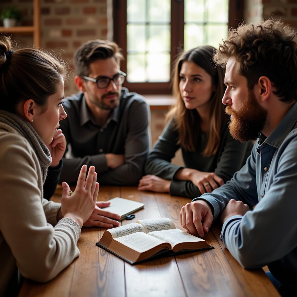 People discussing a bible verse