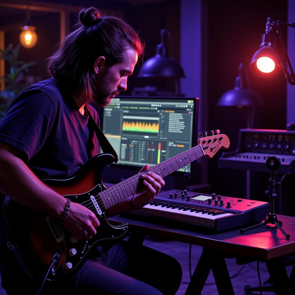 Guitarist Playing with Virtual Rig