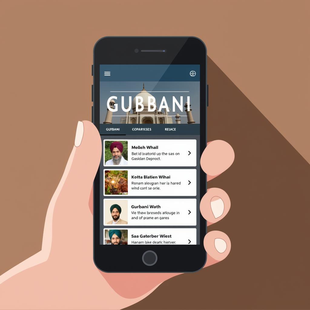 Smartphone Displaying Gurbani App