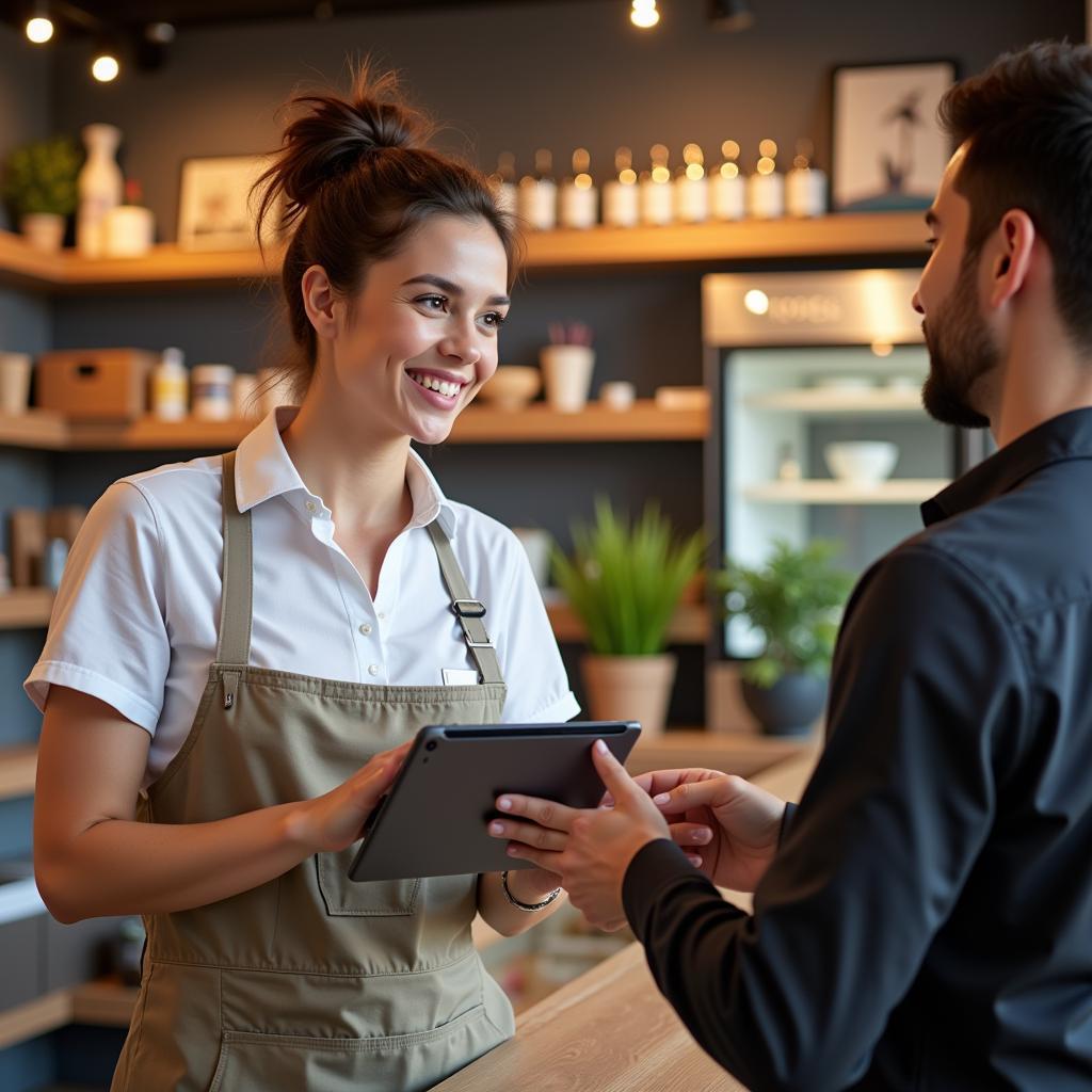 Business Owner Using Cash Register App