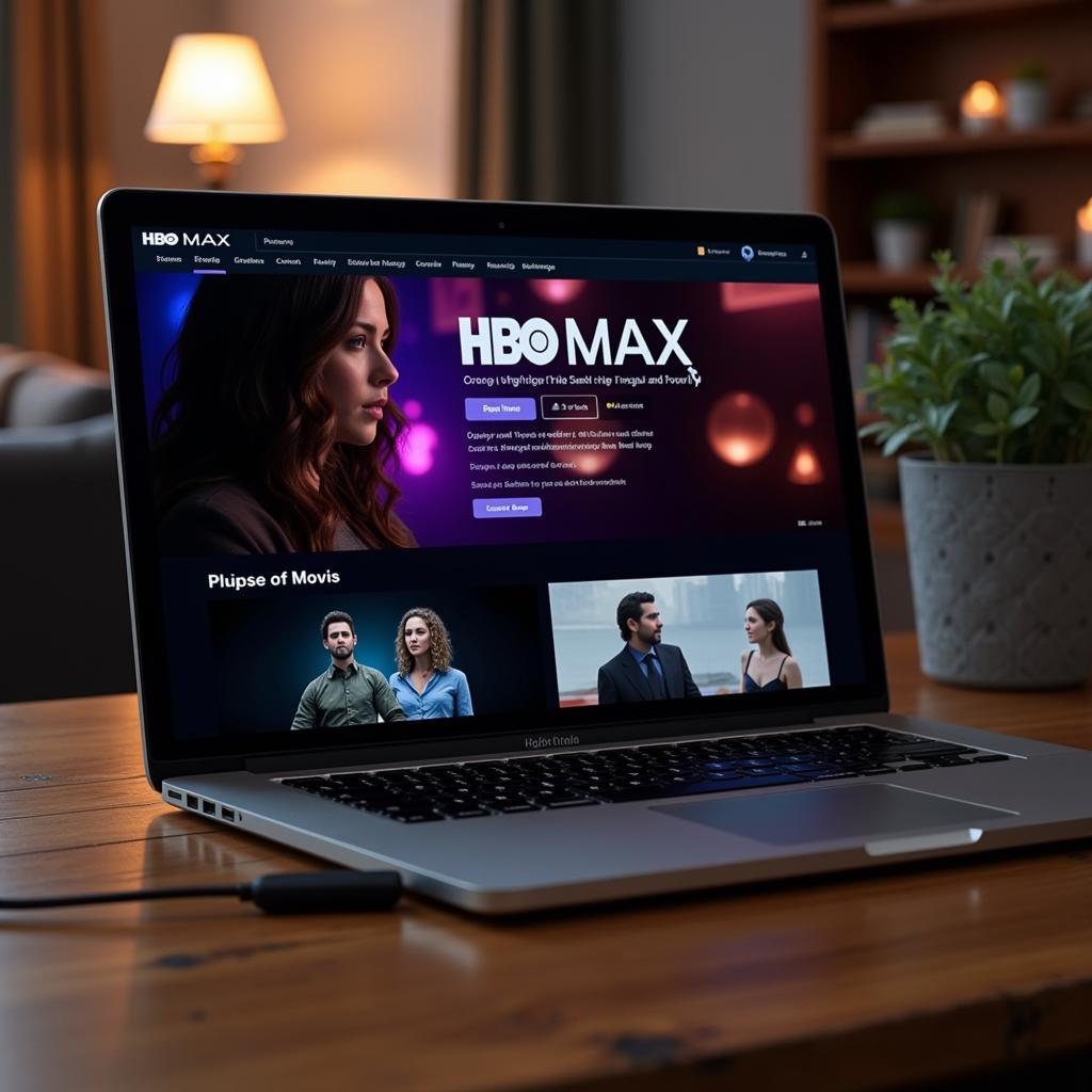 Streaming HBO Max on Laptop