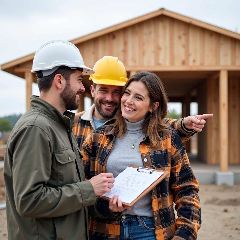 reviewing home building checklist during construction