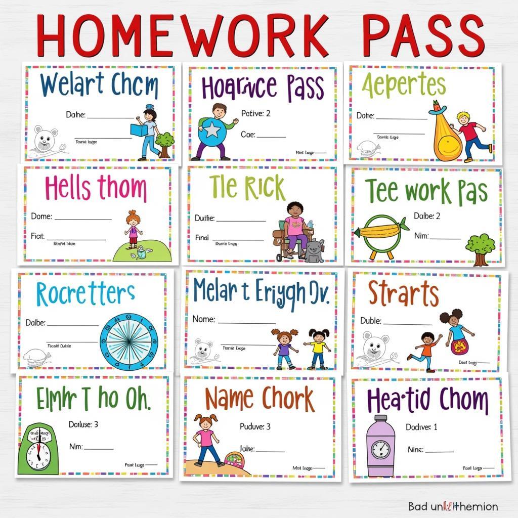 Free Printable Homework Pass Templates