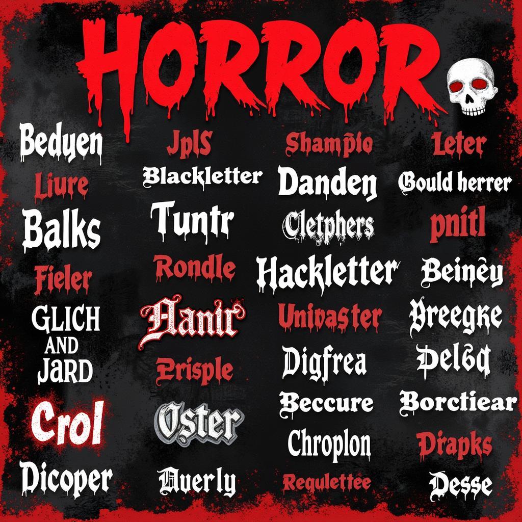 Horror font inspiration board