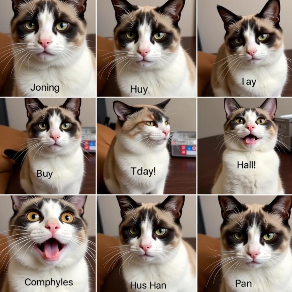 Different variations of the Woman Yelling at Cat meme