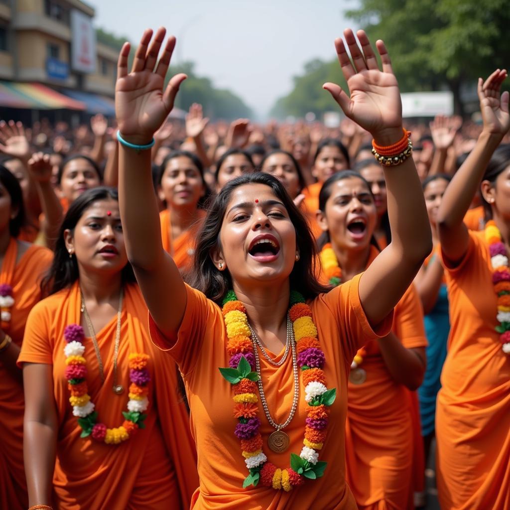 People chanting Jai Shri Ram