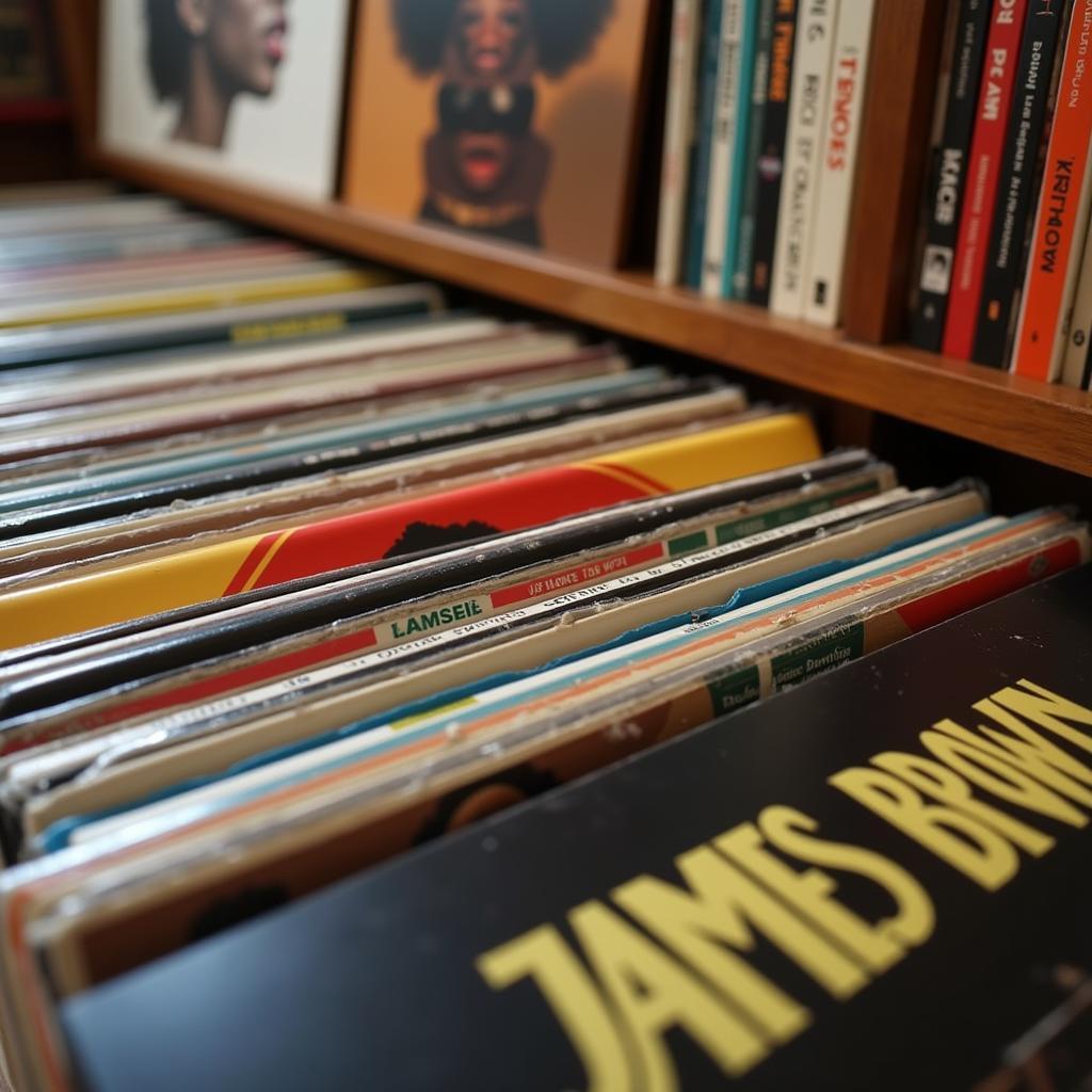 A collection of James Brown vinyl records