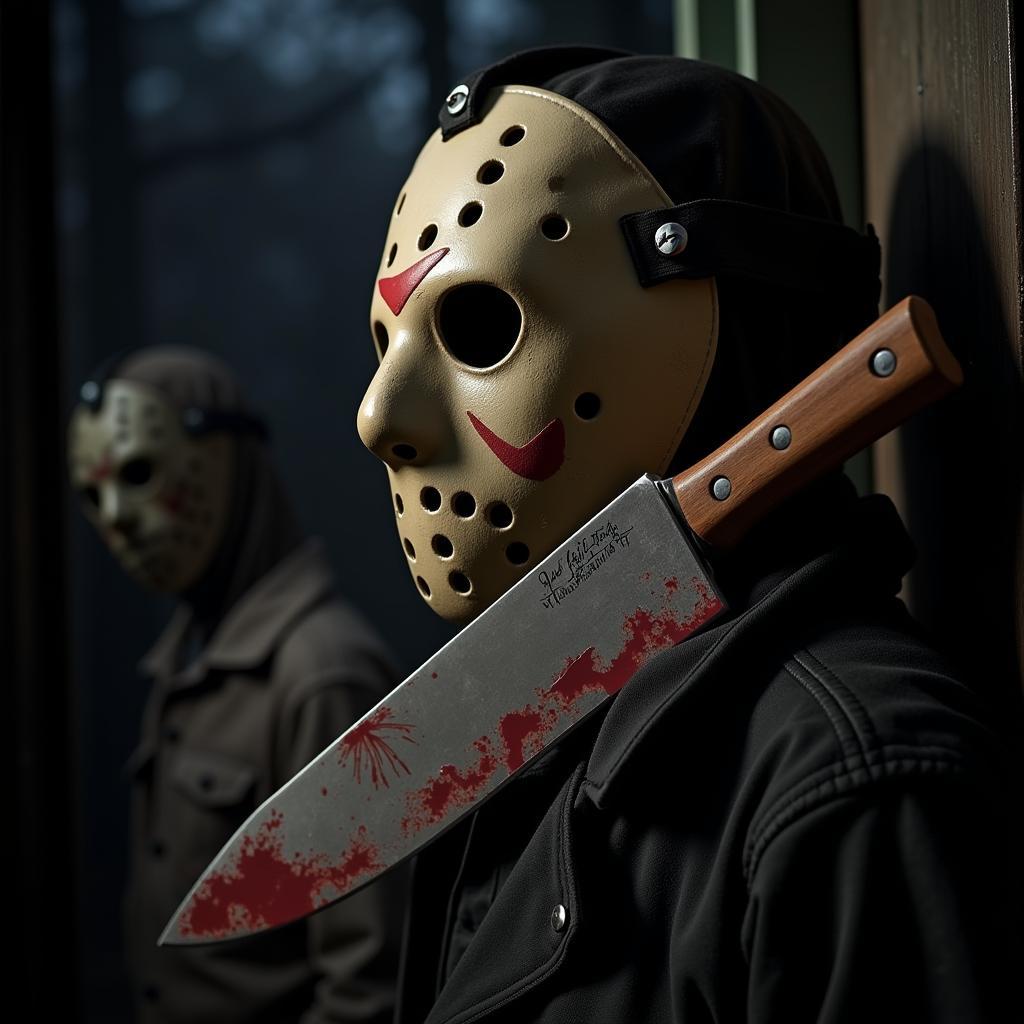 Jason Voorhees mask and machete