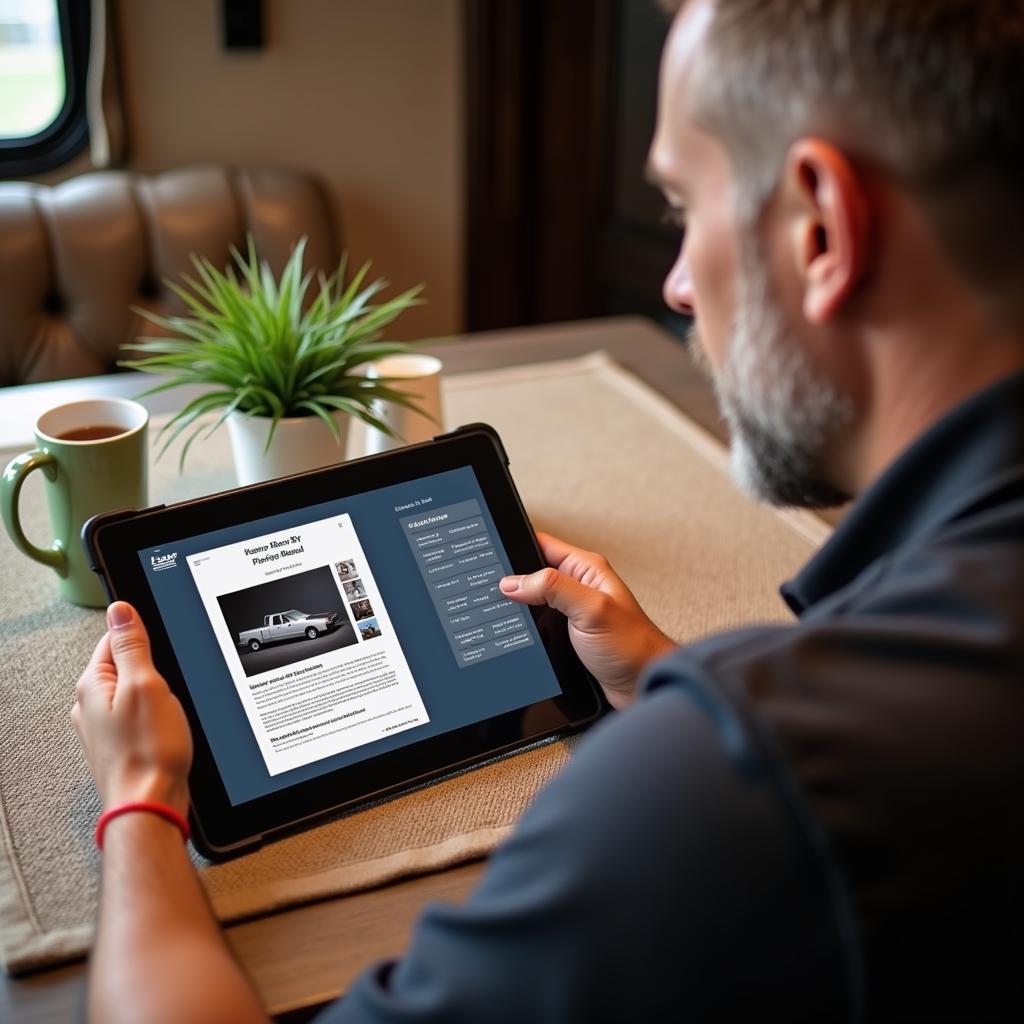 Keystone RV Owner Using a Tablet Inside their Camper