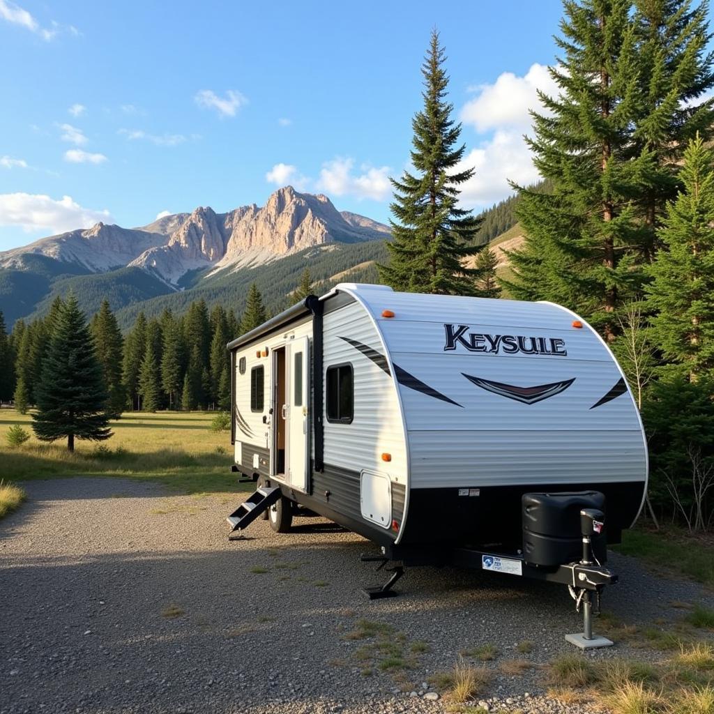 Keystone RV Parked at a Scenic Campsite