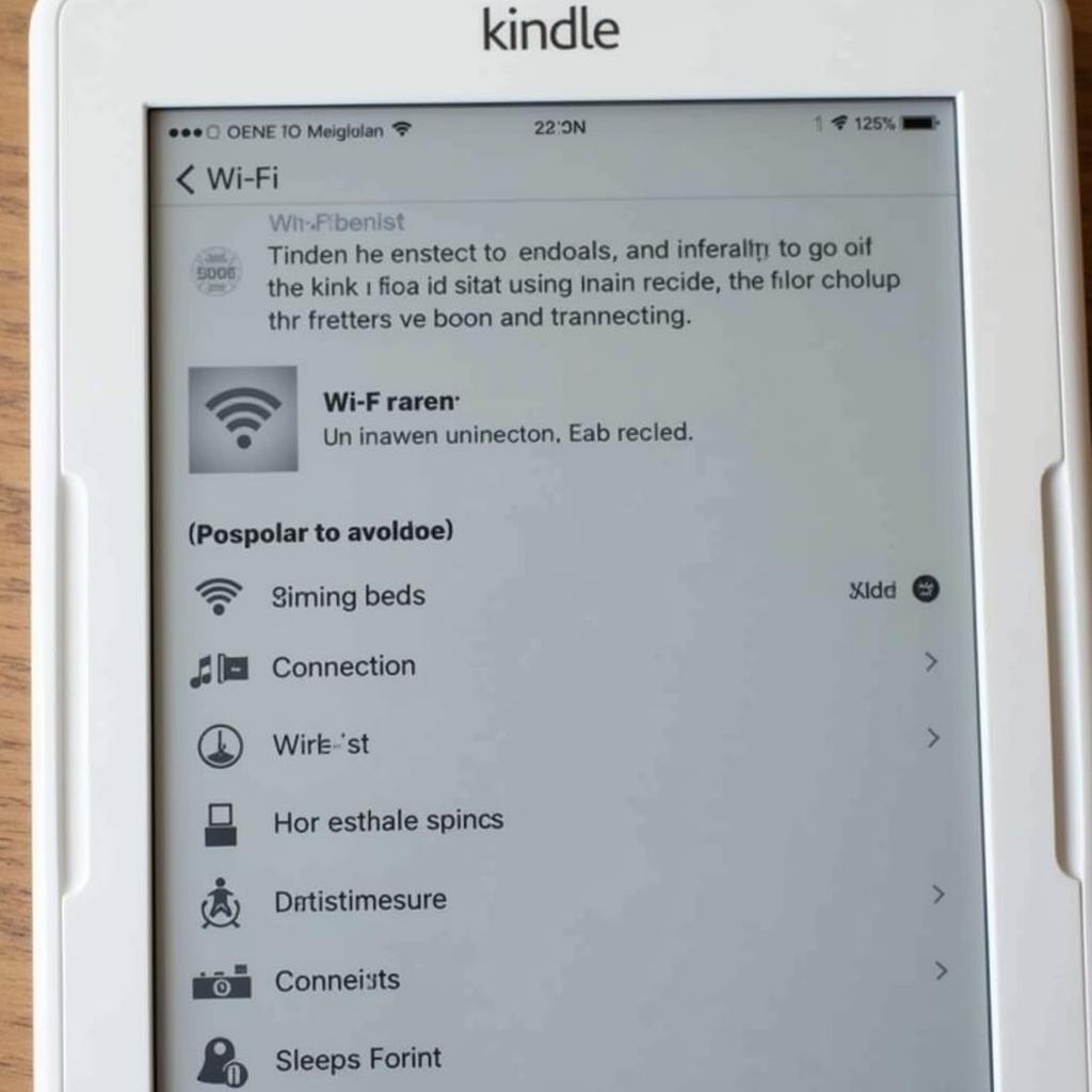 Kindle Wi-Fi Connection Screen