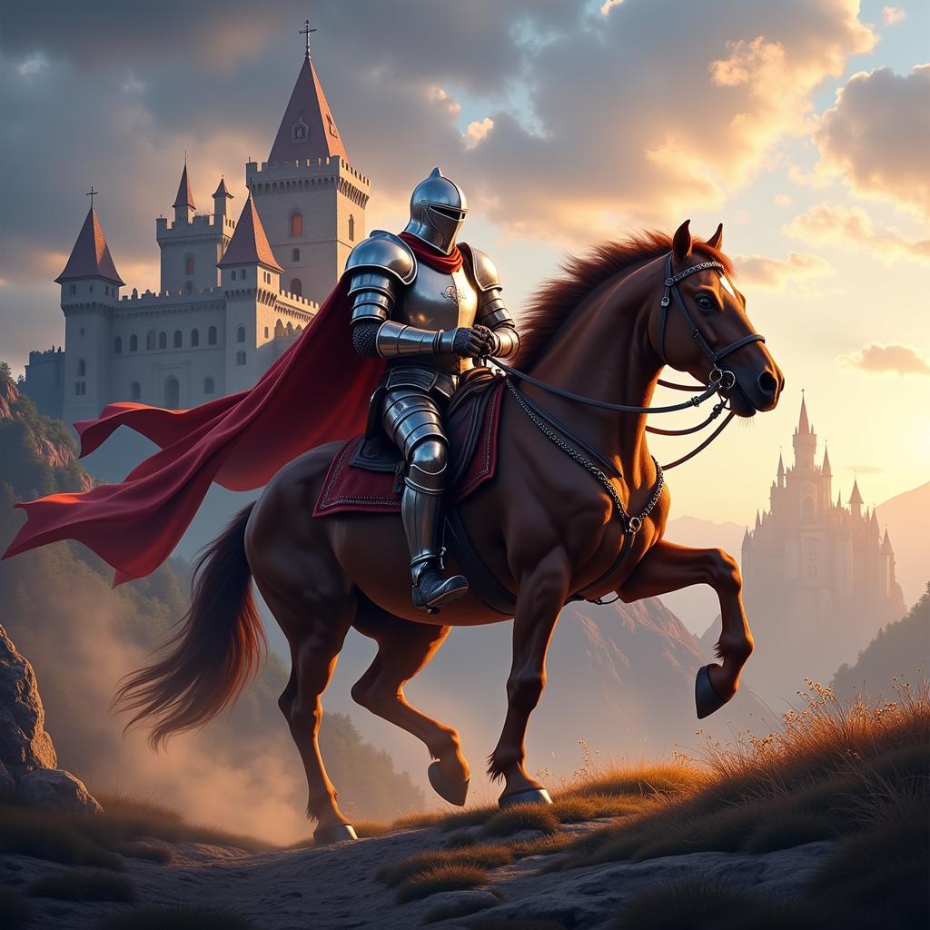 Knight on Horseback Castle Background