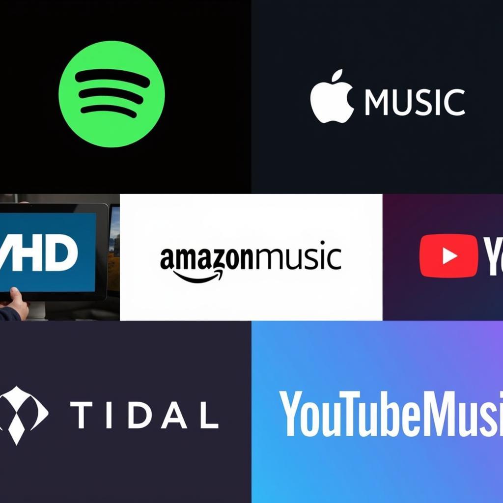 Logos of popular legal music download platforms.