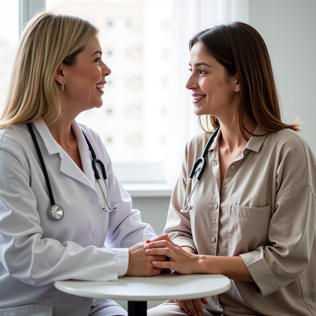 a patient consulting with a doctor about the lindora diet plan