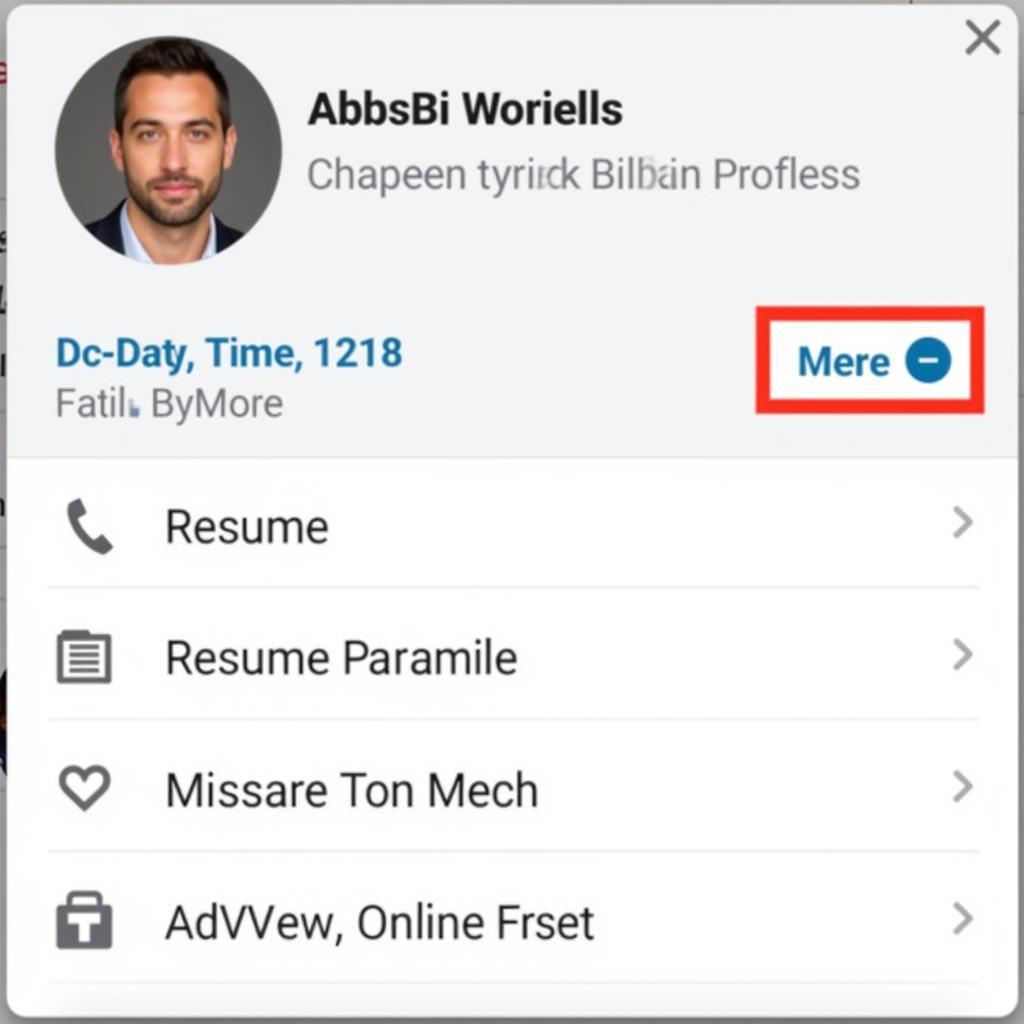 LinkedIn profile with more button highlighted