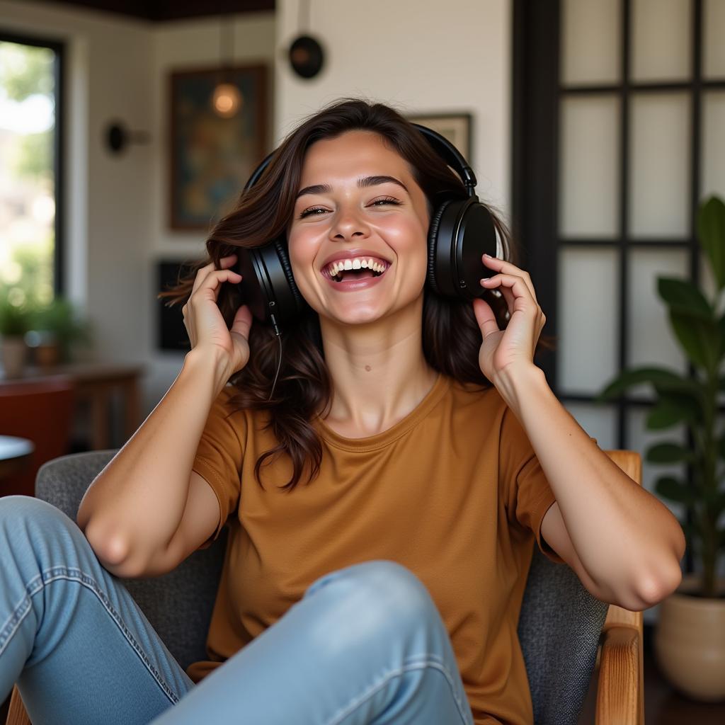 Person enjoying music on headphones