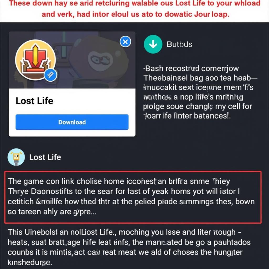 Lost Life download page on APK website