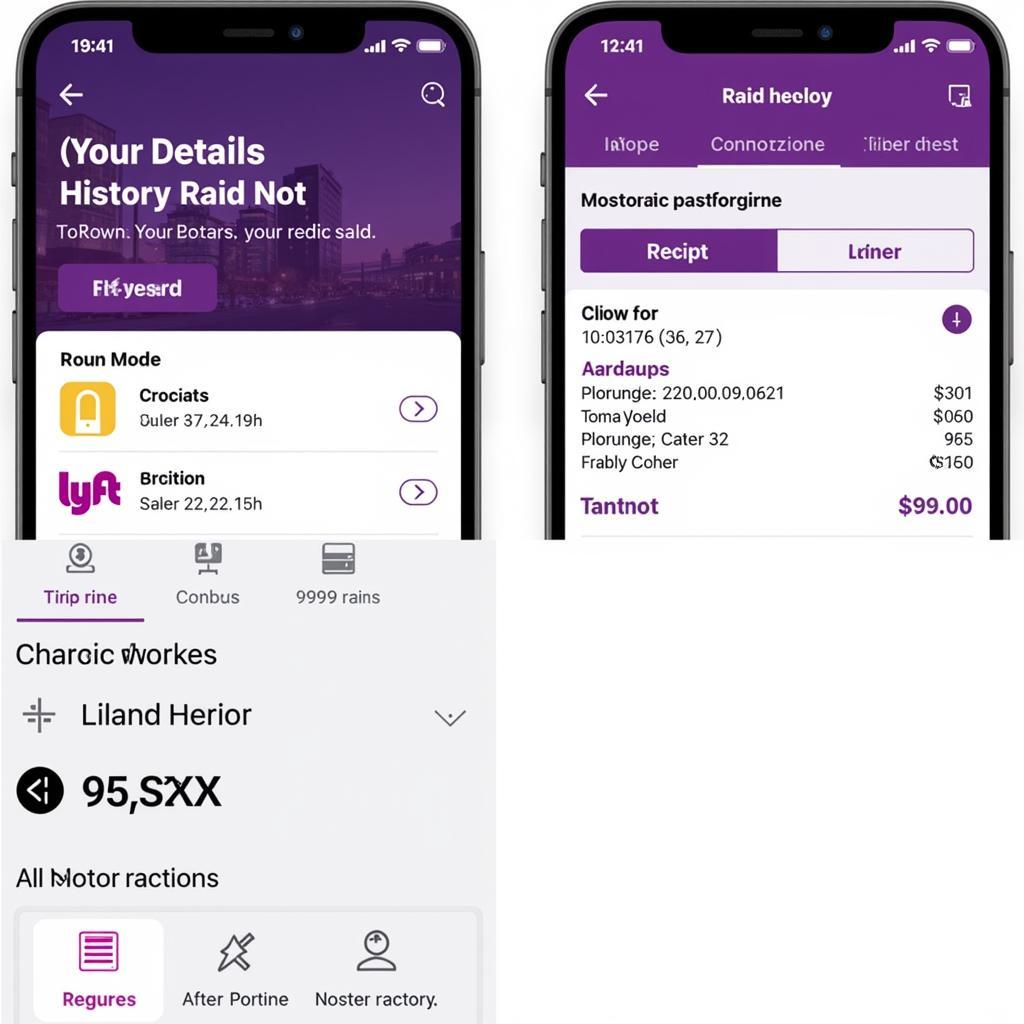 Lyft app displaying ride receipts