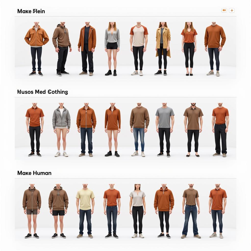 MakeHuman hair and clothing options