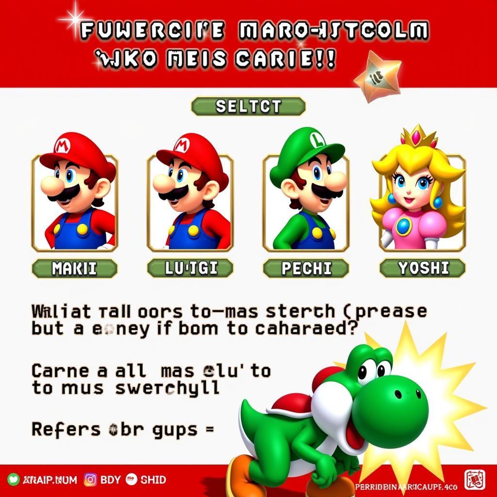 Character select screen in Mario Advance 4