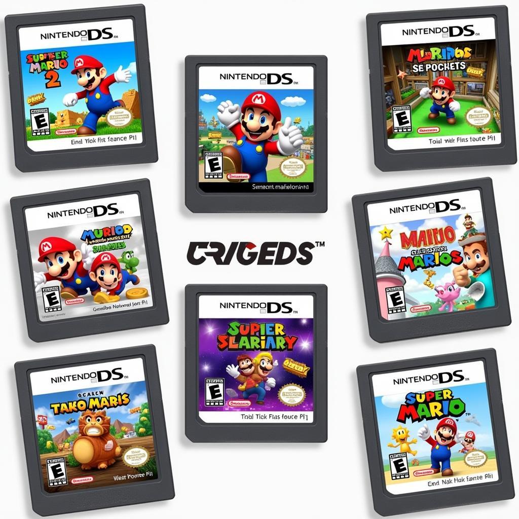 Collection of Mario game cartridges for Nintendo DS