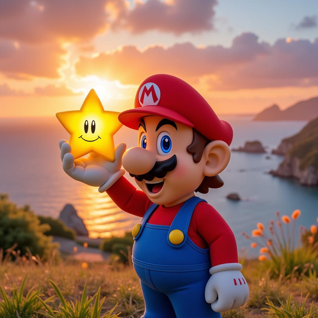 Mario collecting a Shine Sprite