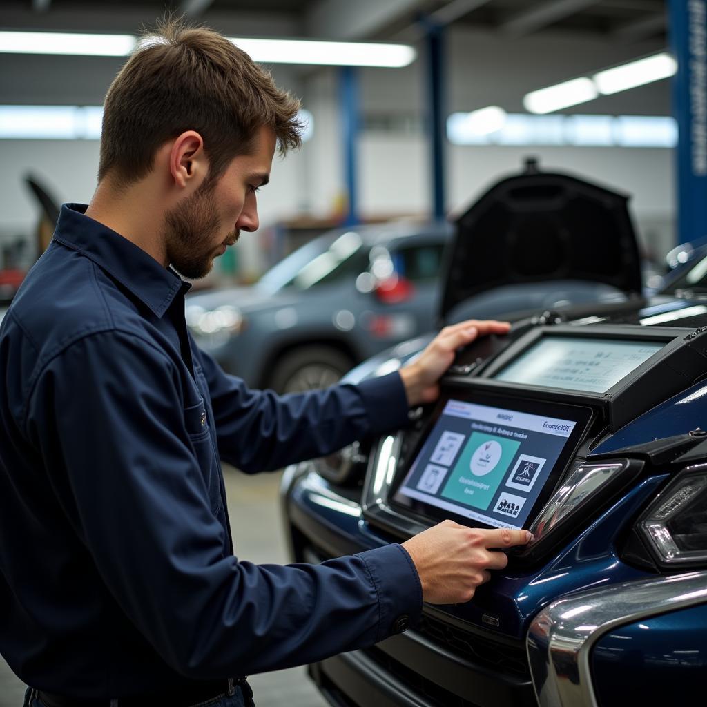 Mechanic Using Diagnostic Tool