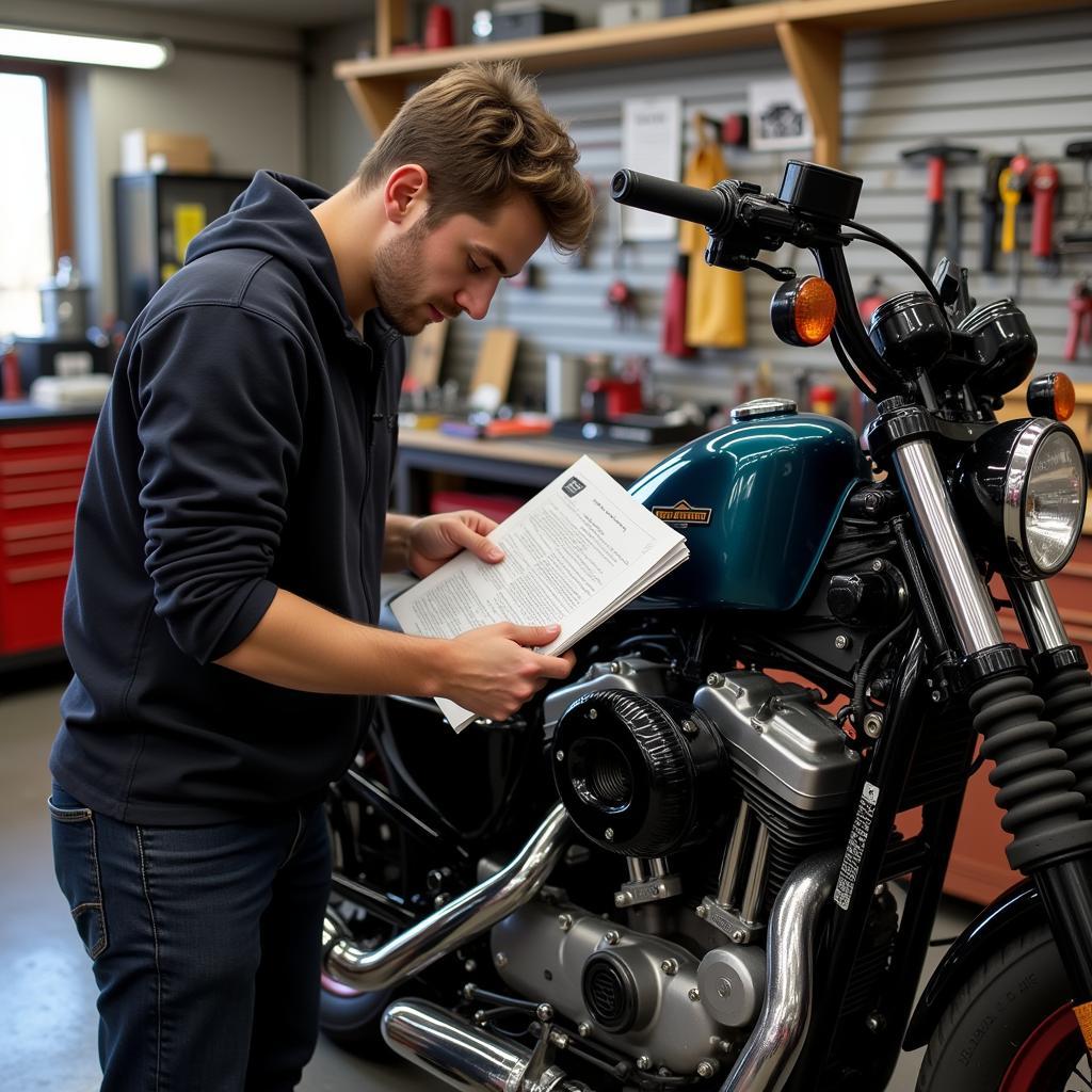 Motorcycle Mechanic Using Service Manual