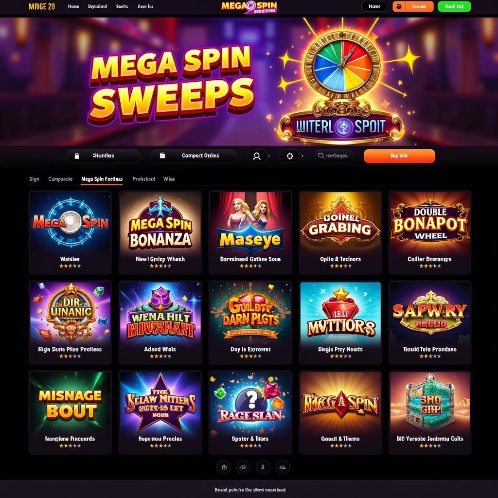 Mega Spin Sweeps Casino Lobby