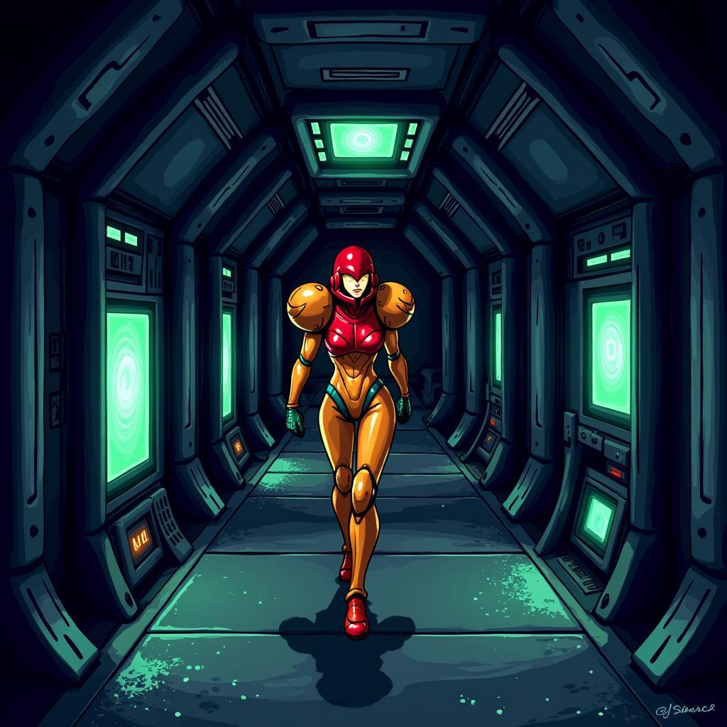 Metroid Fusion gameplay screenshot on Game Boy Advance