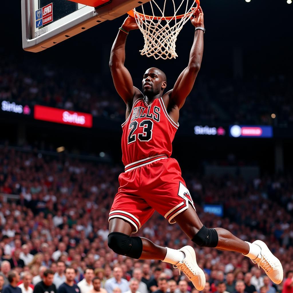 Michael Jordan dunking with "Sirius" playing in the background