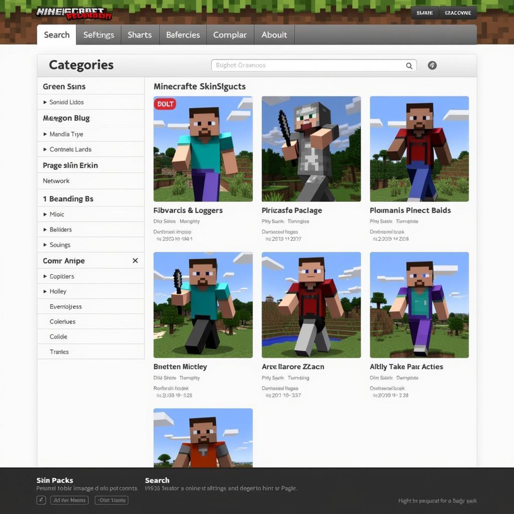 Browsing Minecraft Skin Packs Online