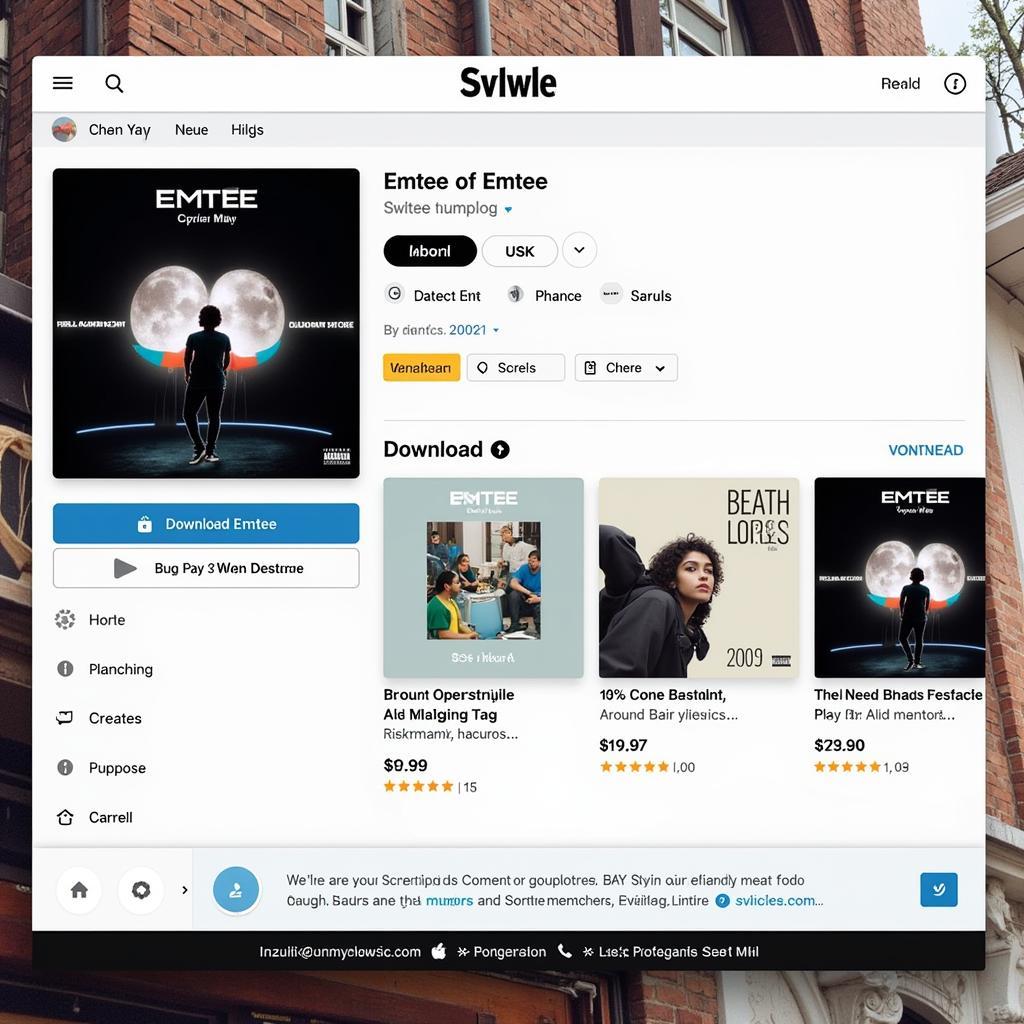 Screenshot of a music download platform