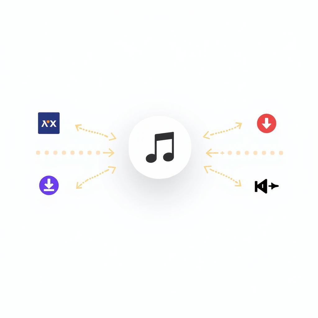 Logos of popular music platforms like Spotify and Apple Music