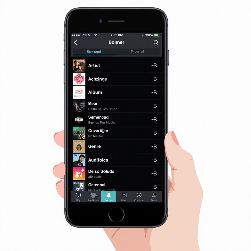 A well-organized music library on a smartphone