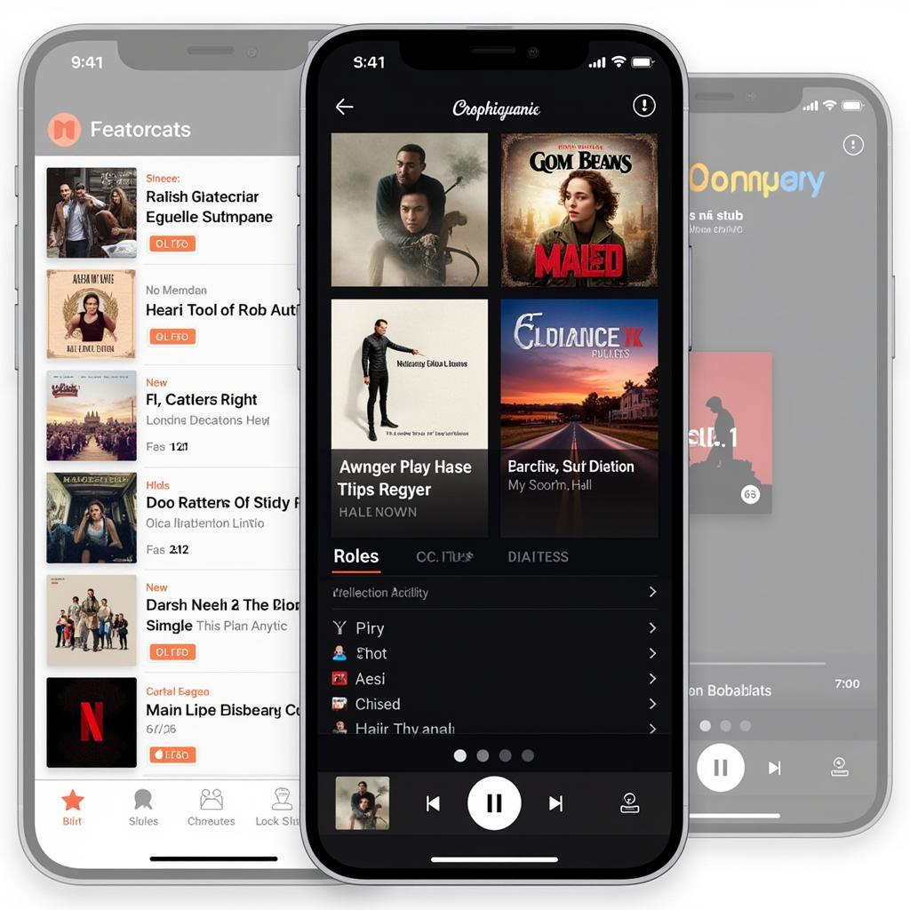 Music streaming app interface