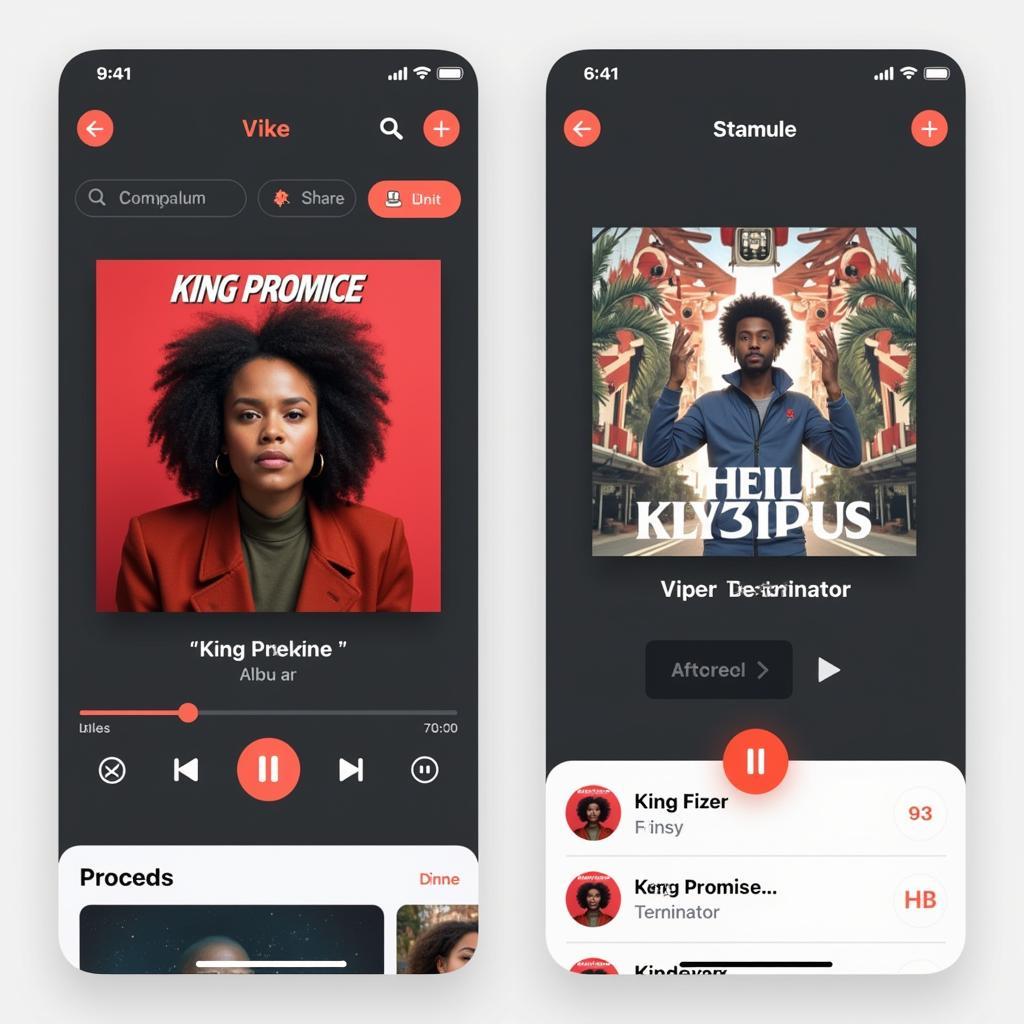 Music streaming app interface displaying King Promise - Terminator